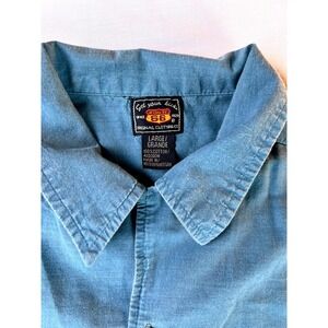 Route 66 Button Down Shirt Mens Large Blue Good Striped Short Sleeve Cotton